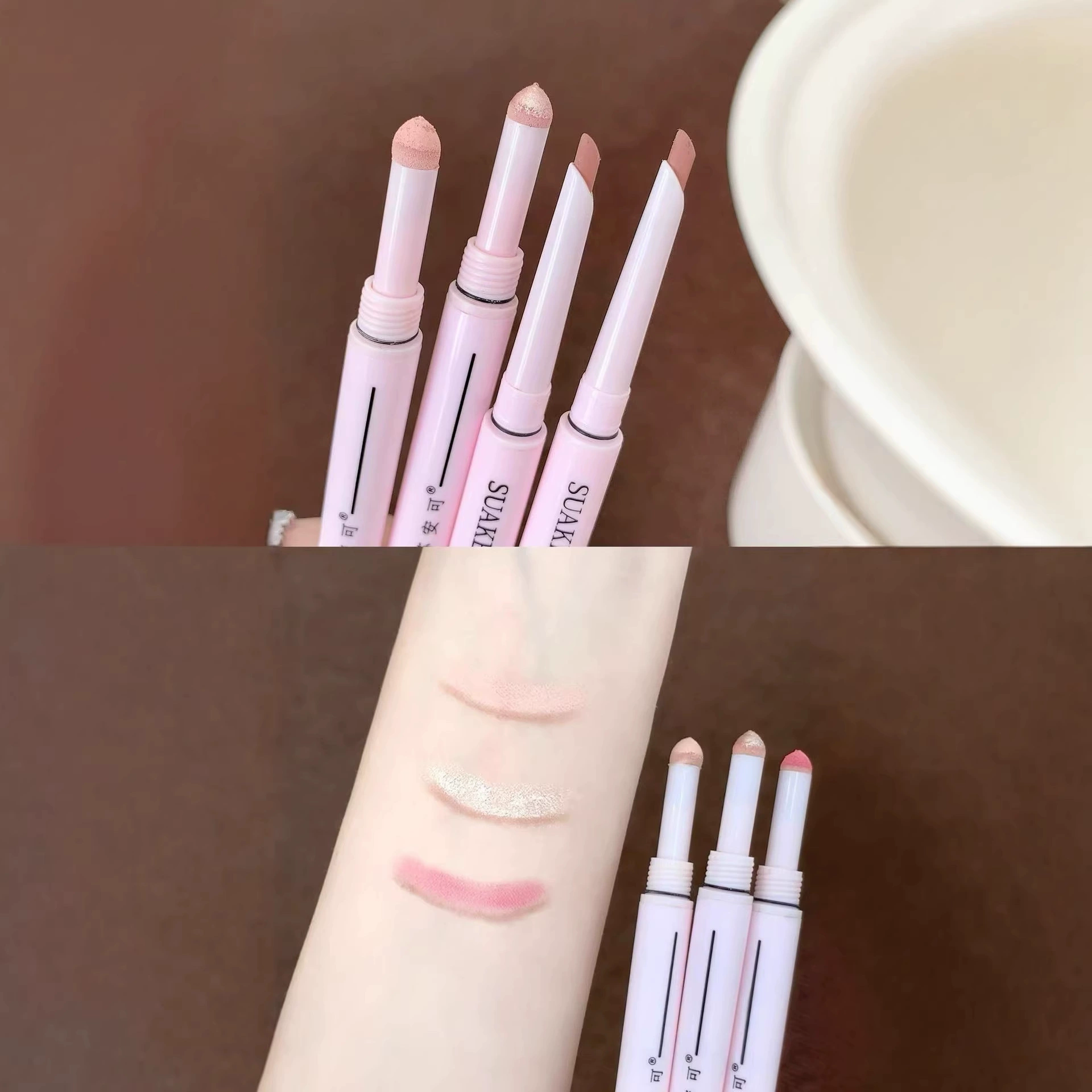 苏安可 Two-headed lying silkworm pen with two-in-one eye makeup outline waterproof and sweat-proof and not smudge natural pearlescent matte