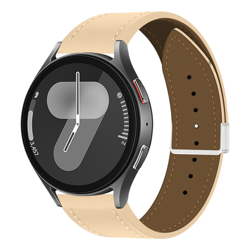 Suitable for Samsung Smart Men's Watch Strap Waterproof and Sweat-Proof Genuine Leather Magnetic Buckle Sports Smart Watch Wristband