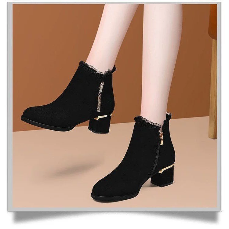 Сапоги женские сапоги 2024 осень-зима новые средние каблуки на каблуках