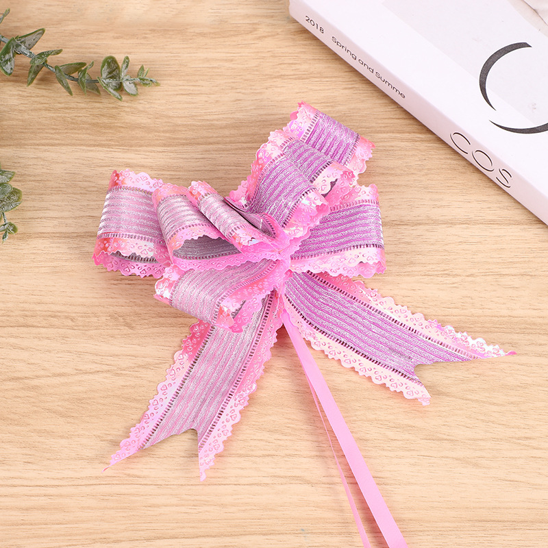 Cross-border 50 high-end gran mano tirado de flores brillo iris encaje lazo-atado regalo de navidad cinta decorativa