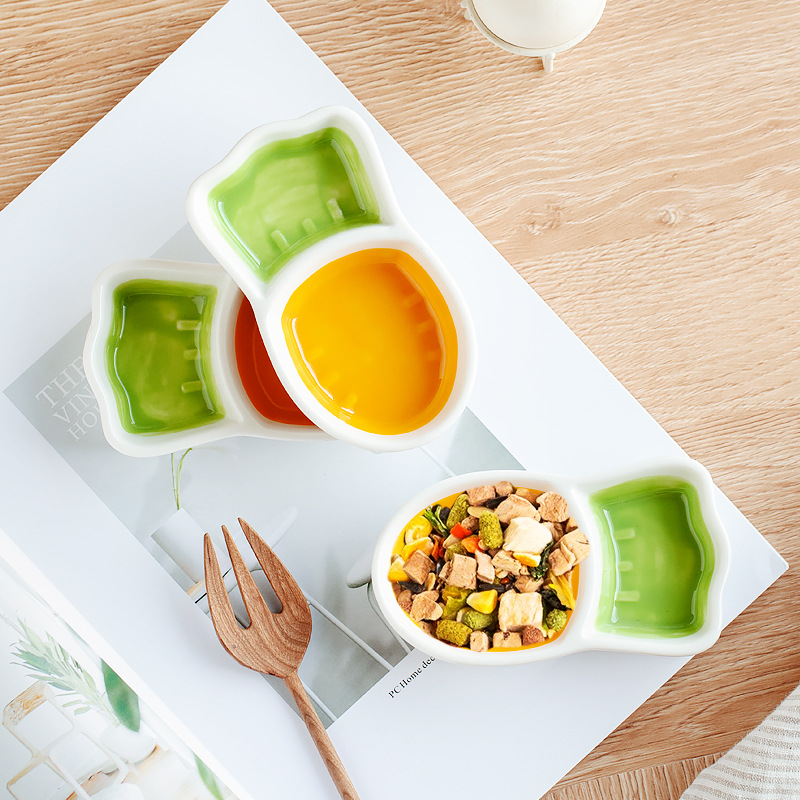 Hámster de cerámica olla de comida anti-Flip lindo plato pequeño olla de comida suplemento alimenticio olla anti-mordedura cuenca de agua de alimentación de alimentos tazón de alimentación