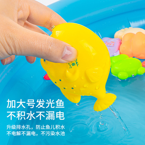 Children's magnetic fishing toy pool set fish fishing inflatable summer indoor water toys parent-child game fishing pool