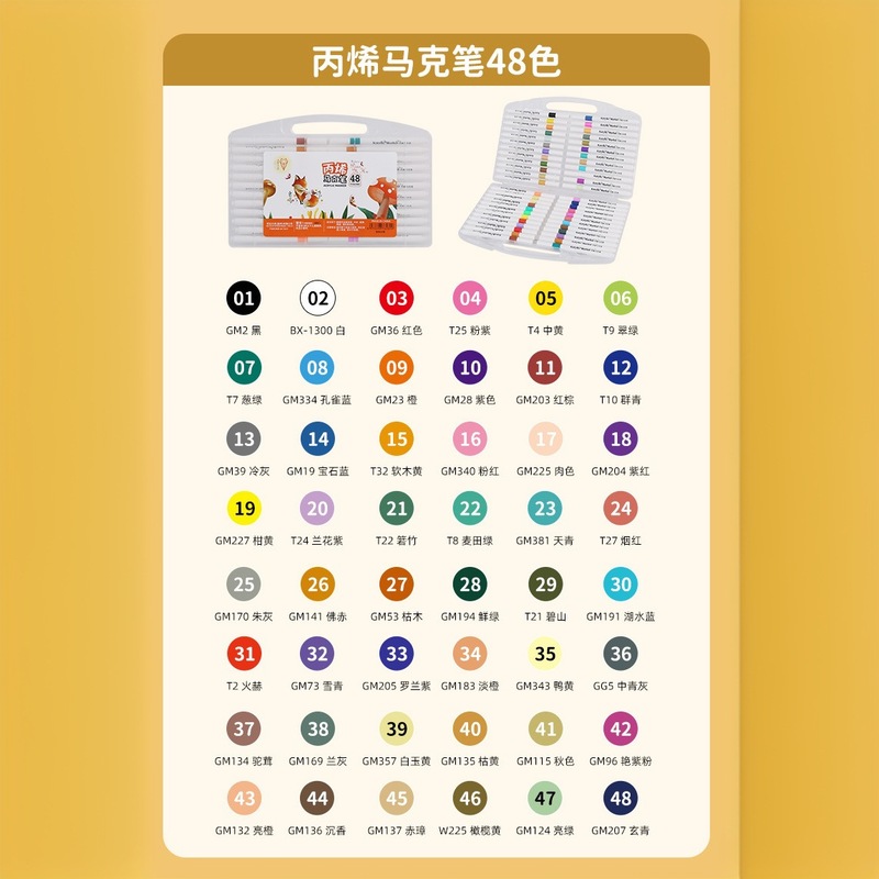 小学生向けアクリルマーカー80本、不透明、重ね塗り可能、水彩ペン、水洗い可能、カラーペン、絵画用|undefined