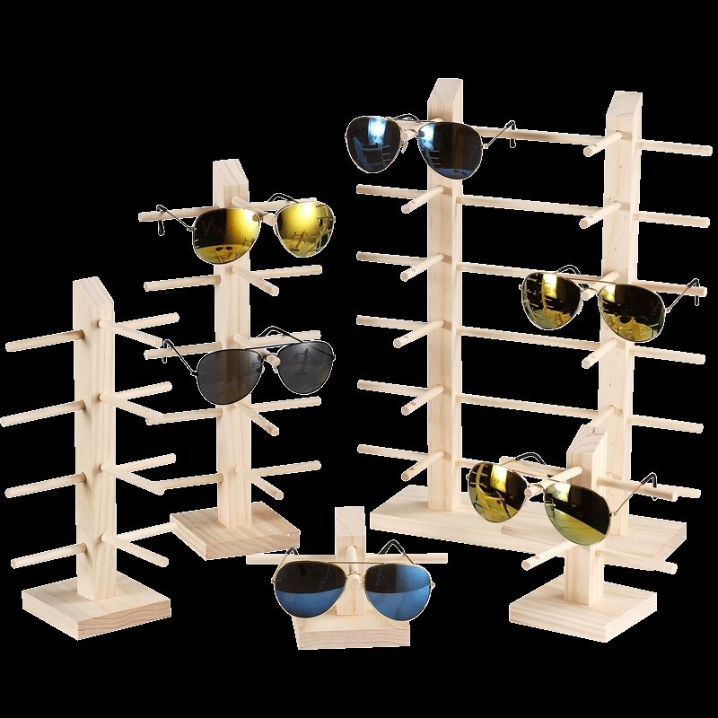 Solid wood glasses display display counter sunglasses display sunglasses storage props ornaments shelf