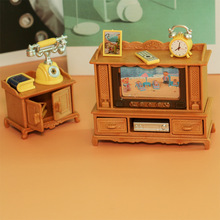 可爱娃娃屋客厅沙发电视套装过家家食玩模型摆件女孩儿童玩具礼物