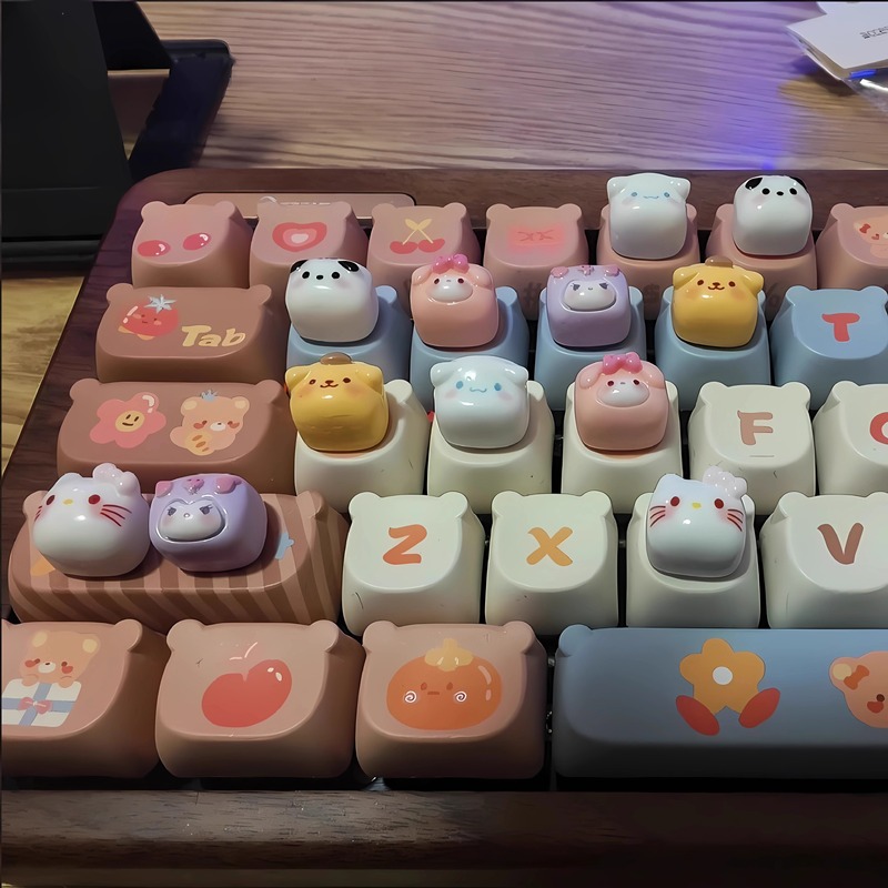 Long Nail Typing Artifact Transparent Jelly Manicure Keyboard Sticker KT Cat Stereo Big Ear Dog Water Cup Decorative Sticker DIY