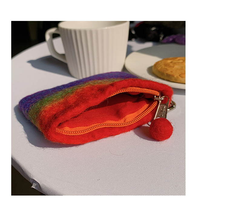 Women's Rainbow Wool Felt Zipper Coin Purses display picture 9