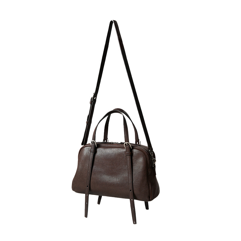 Qiu Youyou Bowling Bag Genuine Vegetable-Tanned Cowhide Leather Women's Luxury High-Capacity Commuter Handbag Shoulder Crossbody Bag - Thumbnail 6