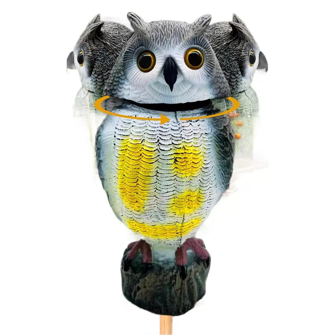 Amazon simulación de plástico de estómago blanco búho cabeza giratoria jardín terraza ornamentos repelentes de ratas pájaros Shenji