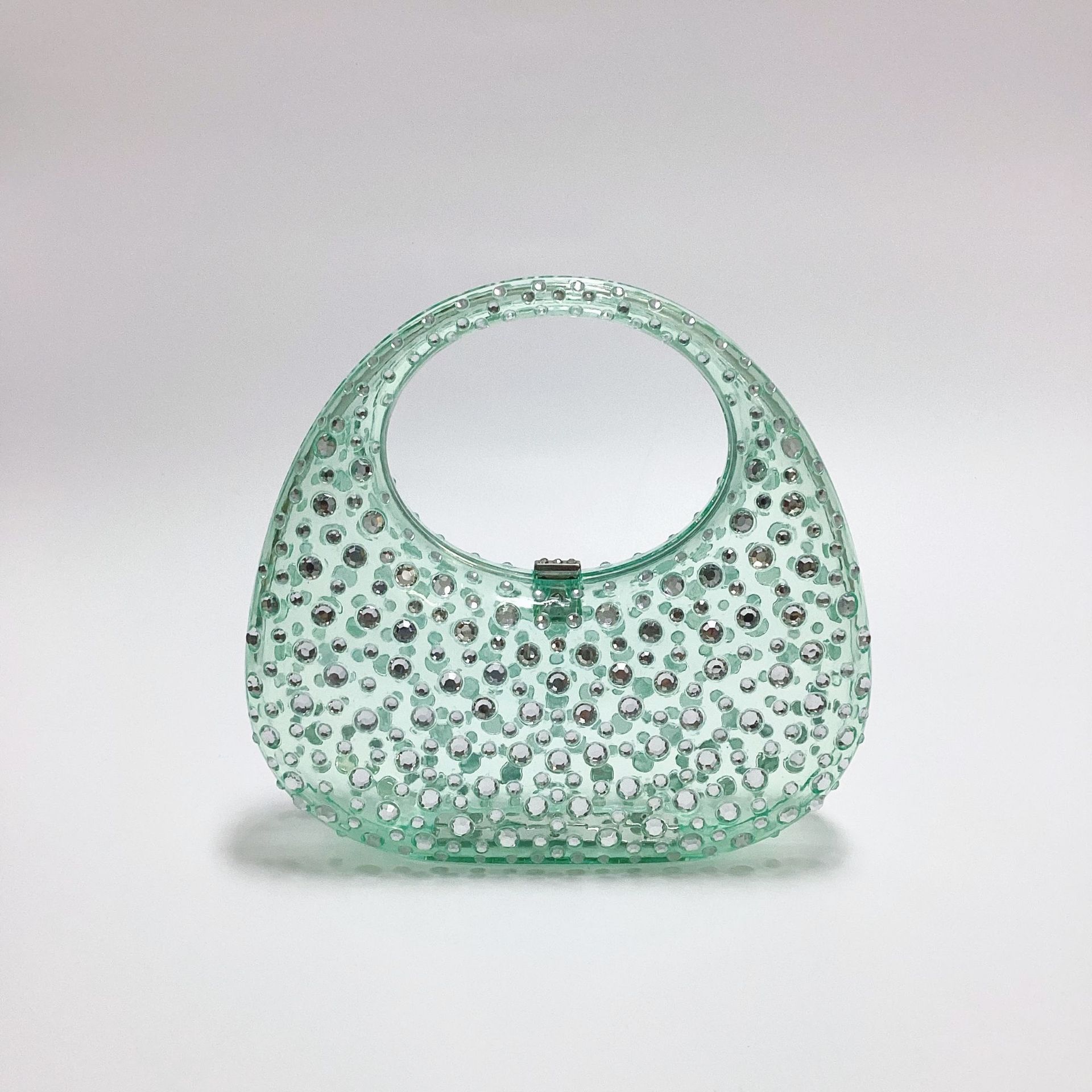Acrylic Material Solid Color Pattern Women's Small Acrylic Solid Color Elegant Round Lock Clasp Underarm Bag