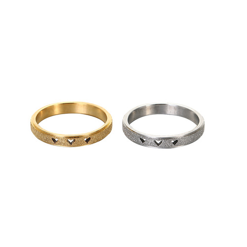  new factory direct supply simple frosted hollow three hearts female individually packaged couple rings