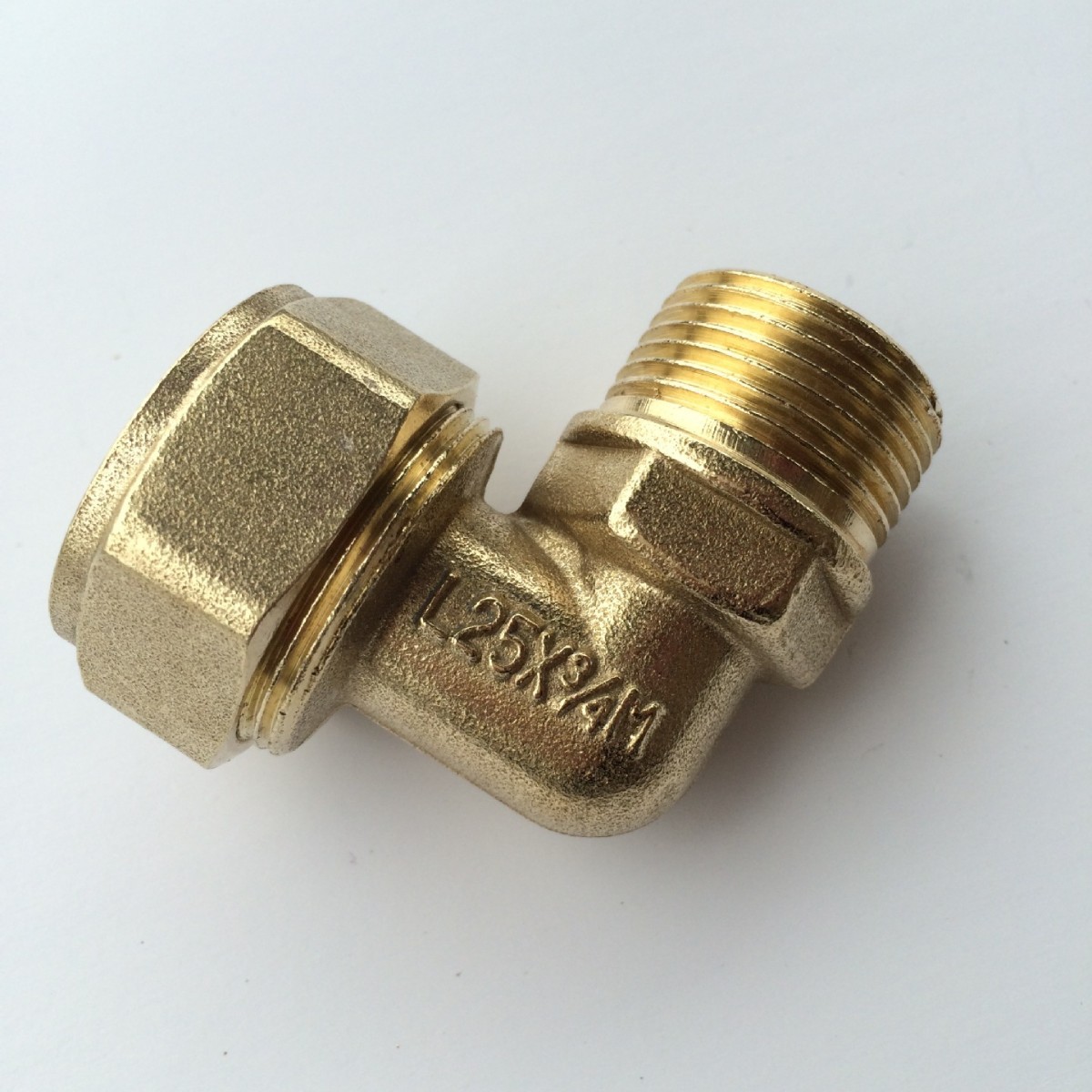 国巨品牌 L25*3/4M 外丝弯头 卡套式铜管件 太阳能铝塑管铜接头