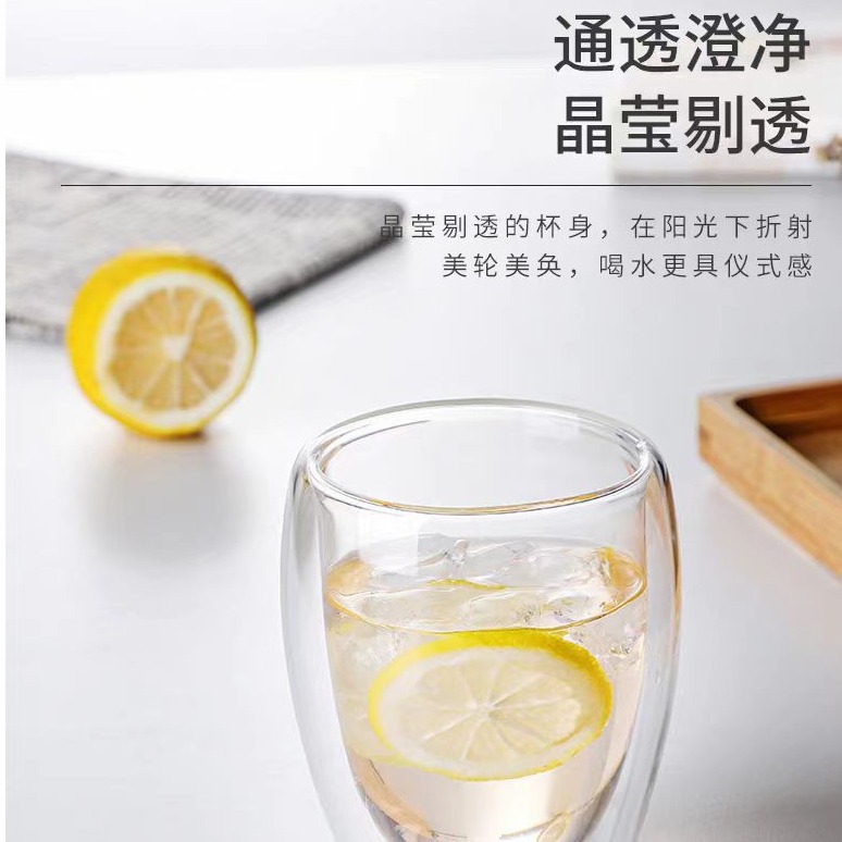 厂家批发双层玻璃杯耐高温双层透明高硼硅材质牛奶果汁咖啡玻璃杯
