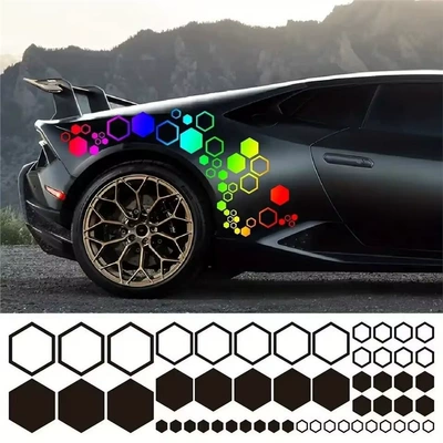 Cross-border foreign trade hexagonal car stickers creative personality electric motorcycle honeycomb high sense scratch cover stickers (Body sticker)