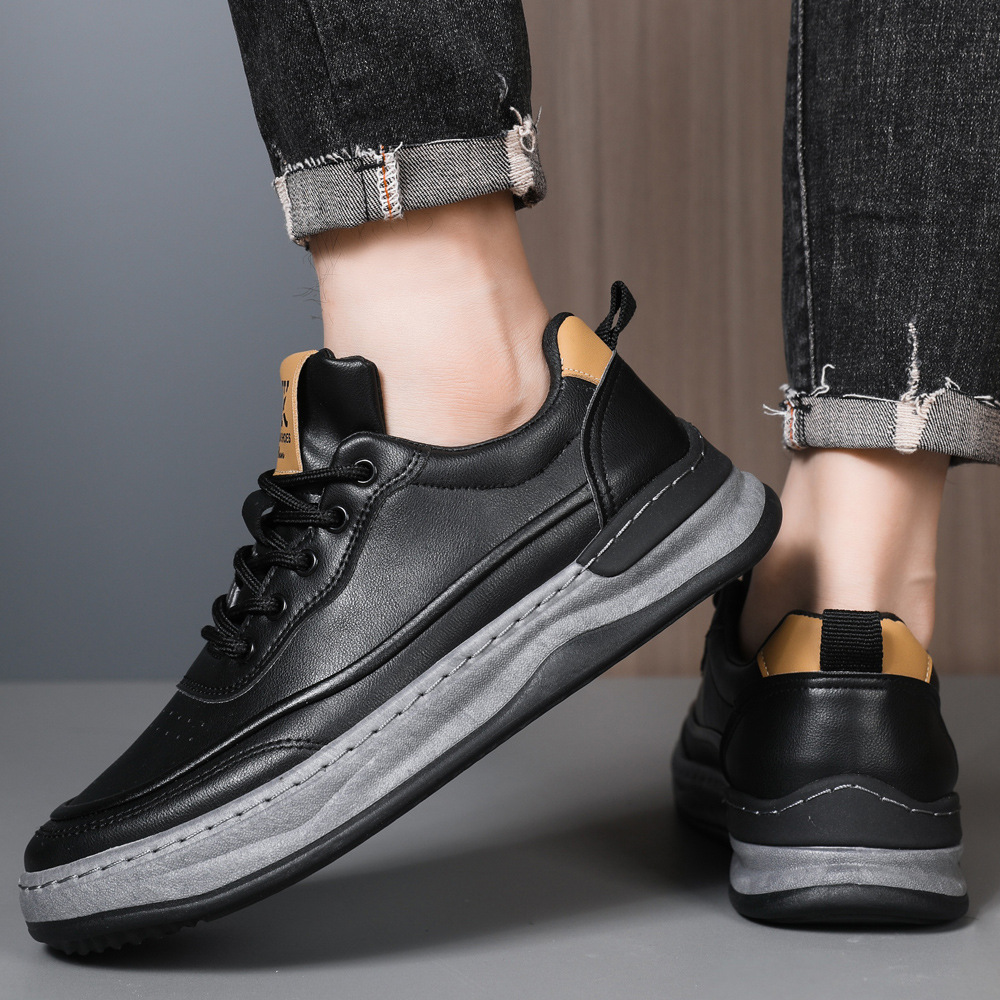 Calzado deportivo para hombre, transfronterizo, para las cuatro estaciones, superficie de cuero, versátil y cómodo, suela suave, calzado informal moderno para hombre, venta al por mayor