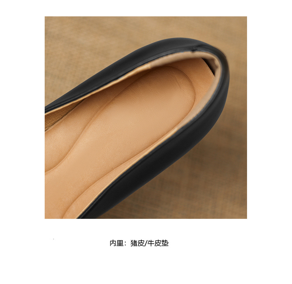 Giày cao gót nữ mũi nhọn da bò 6 cm, cổ thấp, phong cách công sở đơn giản — đen chi tiết 12