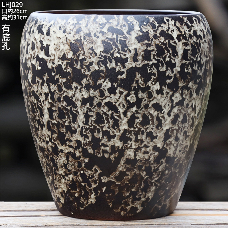 大口径植木鉢、大型家庭用リビングルーム盆栽、金のなる木鉢、通気性のある陶器の植木鉢|undefined