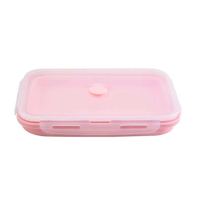 Fábrica directa caja de almuerzo de silicona plegable de grado alimenticio microondas caja de almuerzo caja de almacenamiento caja de preservación caja de almuerzo