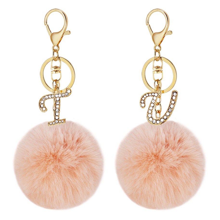 Cross-border 26 diamante-incrustado aleación inglés carta llavero imitación Rex conejo piel bola bolsa colgante felpa bolsa Accesorios