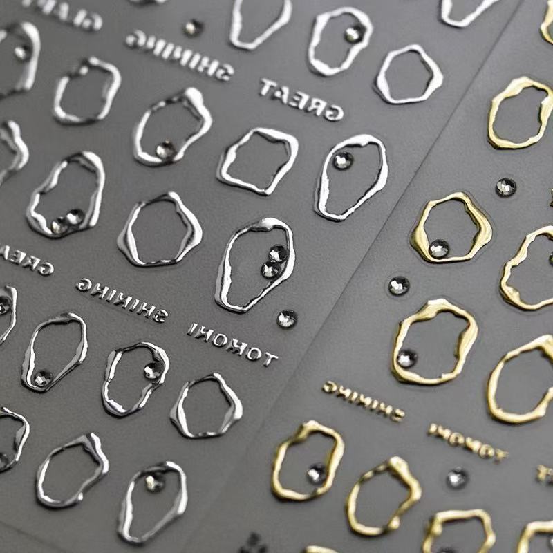 Nail Art Hollow Sticker Metal Mesh Red Explosions Relief Photo Frame Relief Bronzing Technology Drilling Stereo Nail Sticker