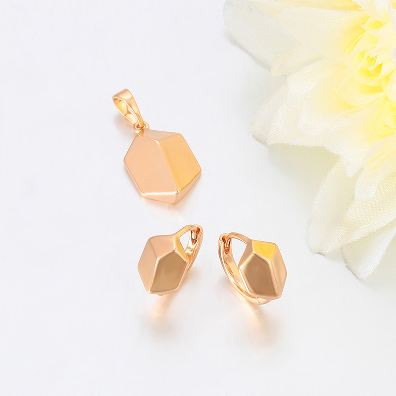 Xuping Europa y Estados Unidos transfronterizos simple pendientes colgante dos piezas de aleación de cobre geometría pernos de orejas joyería conjunto mayorista para mujeres