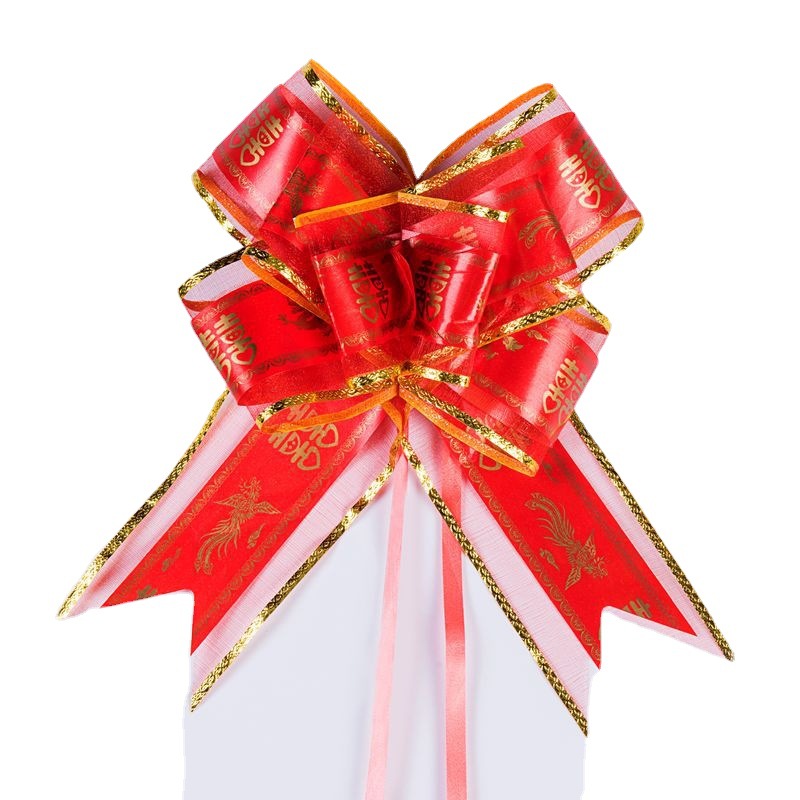 Venta al por mayor nudo boda 70 hilo de nieve dragón y Fénix feliz mano tirar flor boda habitación boda coche decoración tirar flor puerta arco tirar flor