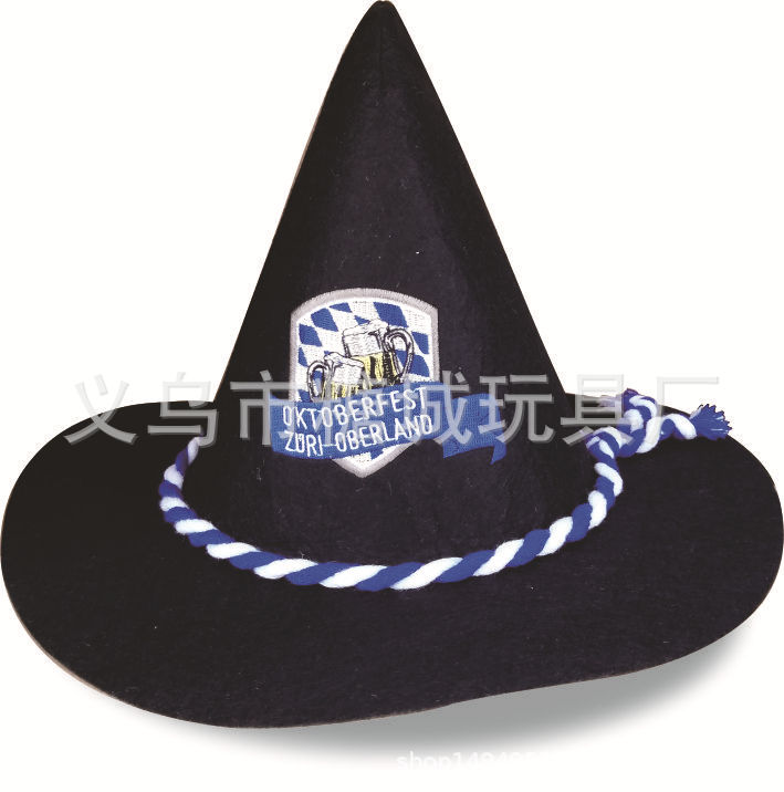 Festival de la cerveza suministros de Halloween danza rendimiento sombrero de fiesta sombrero de bruja fieltro de Tela Gris logotipo impreso