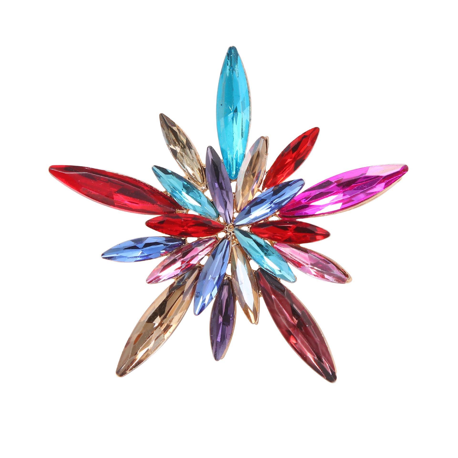 Große Stern-brosche Mit Strass Und Blumen Im Europäischen Stil_voghion.com