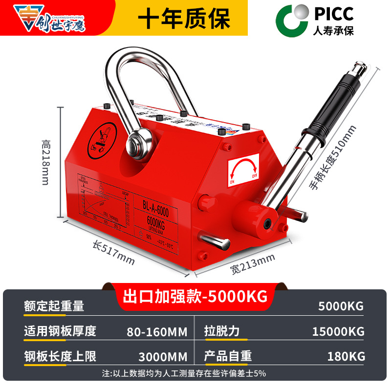 수출용 고품질 핫모델 [5톤] 마그네틱 크레인(절대 소자되지 않음)(PICC 수명 보험)