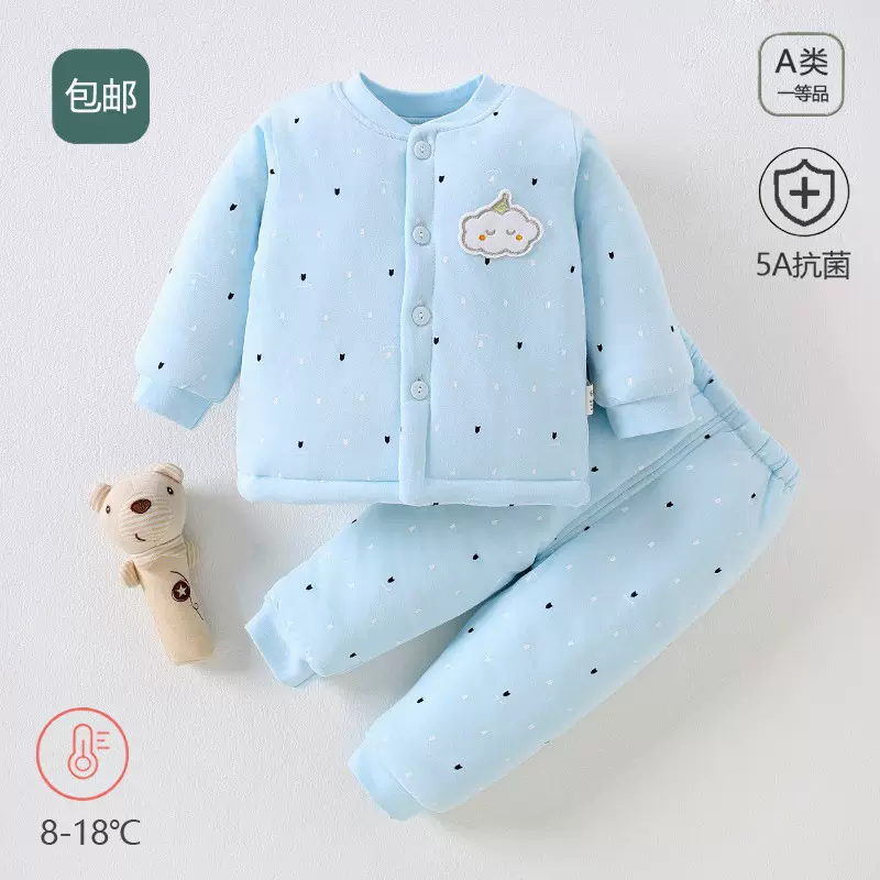 冬季婴儿分体衣服a纯棉保暖新生儿宝宝加厚棉服棉袄儿童棉衣套装