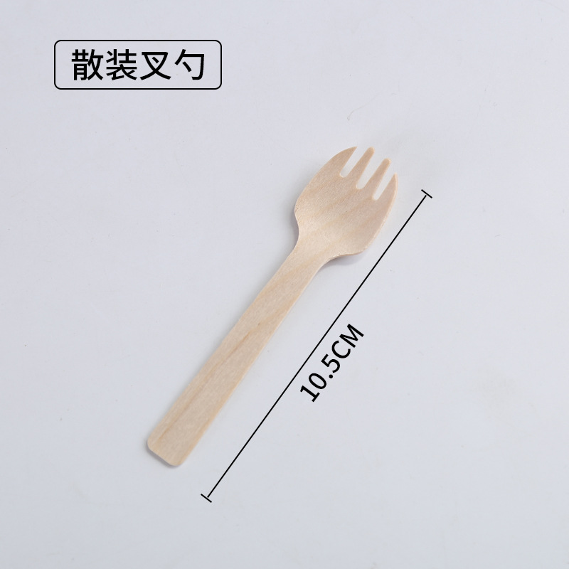 10.5CM 나무 포크와 스푼 대량 100개