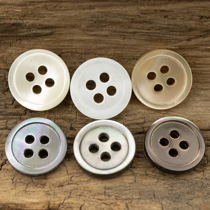 Dark blue brown silk shirt Taro shell button creamy-white light yellow black butterfly shell shirt button