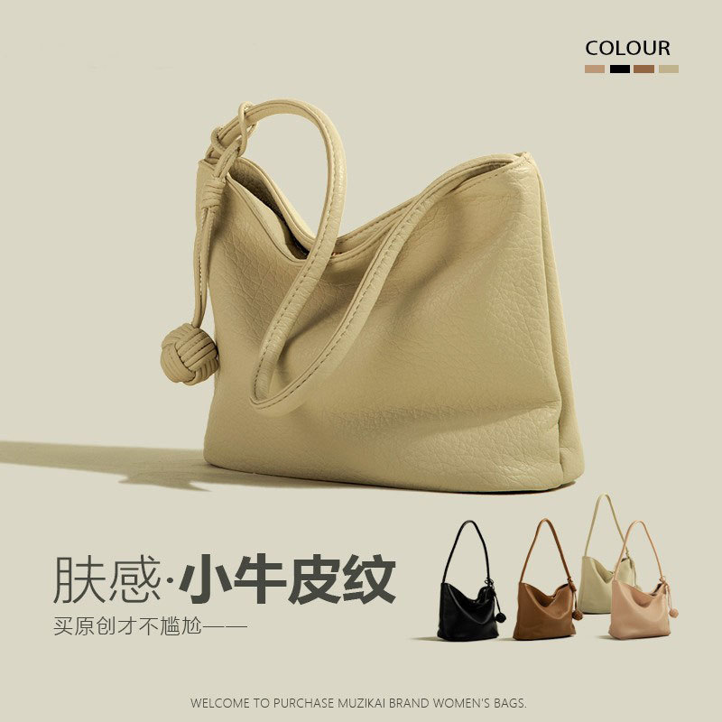 Small-group armpit ladies' handbag, minimalist texture soft leather bag, 2024 new spring summer commuting versatile single-shoulder bag for women