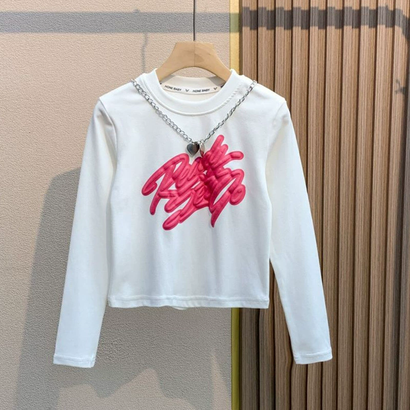 Детский джинсовый комплект — топ с коротким рукавом граффити и джинсы с широкой талией, 3D‑печать, летний период