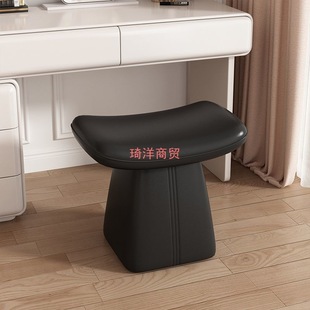 Solid Wood Makeup Stool, Nordic Leather Art No-Wash Piano Stool, Shoe-Changing Stool, Light Luxury Makeup