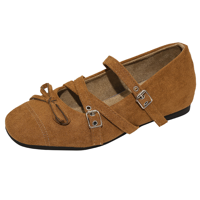 Zapatos de mujer retrógrados con cabeza cuadrada, zapatos casuales de tacón plano, zapatos de mujer, otoño de 2025 nuevos zapatos de estilo único.