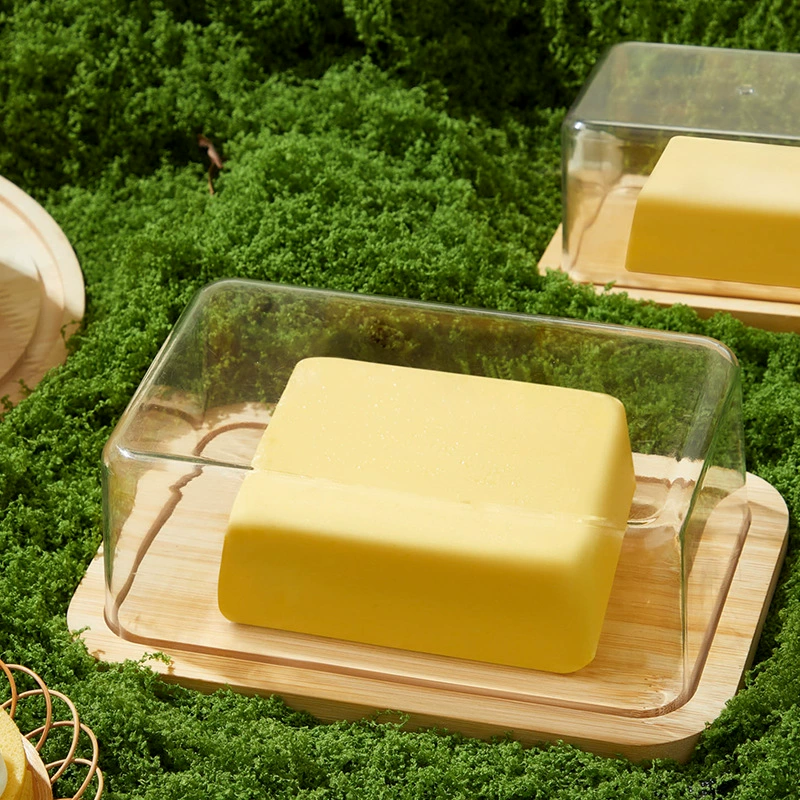 Rectangular cheese butter dish cheese box storage fresh-keeping box cake dessert bread dessert plate with cover