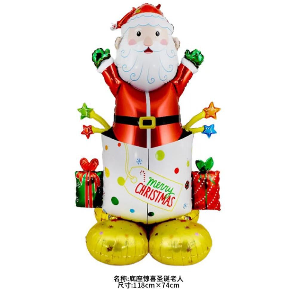Decoración navideña globo de aluminio Día de Año Nuevo fiesta diseño de fondo ELK muñeco de nieve globo de árbol de Navidad al por mayor
