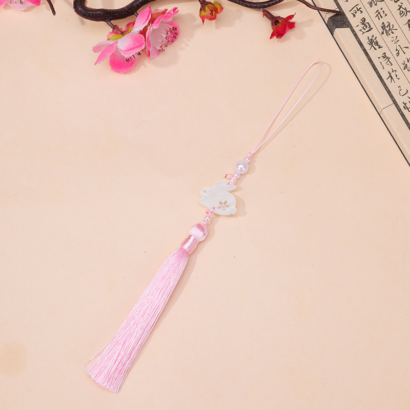 中秋节醋酸白玉兔子流苏流苏吊坠古风汉服旗袍腰佩压襟服装辅料|undefined