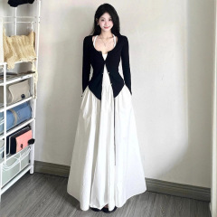 韩风chic极简吊带白色连衣裙女开春穿搭套装2025气质高级感长裙子