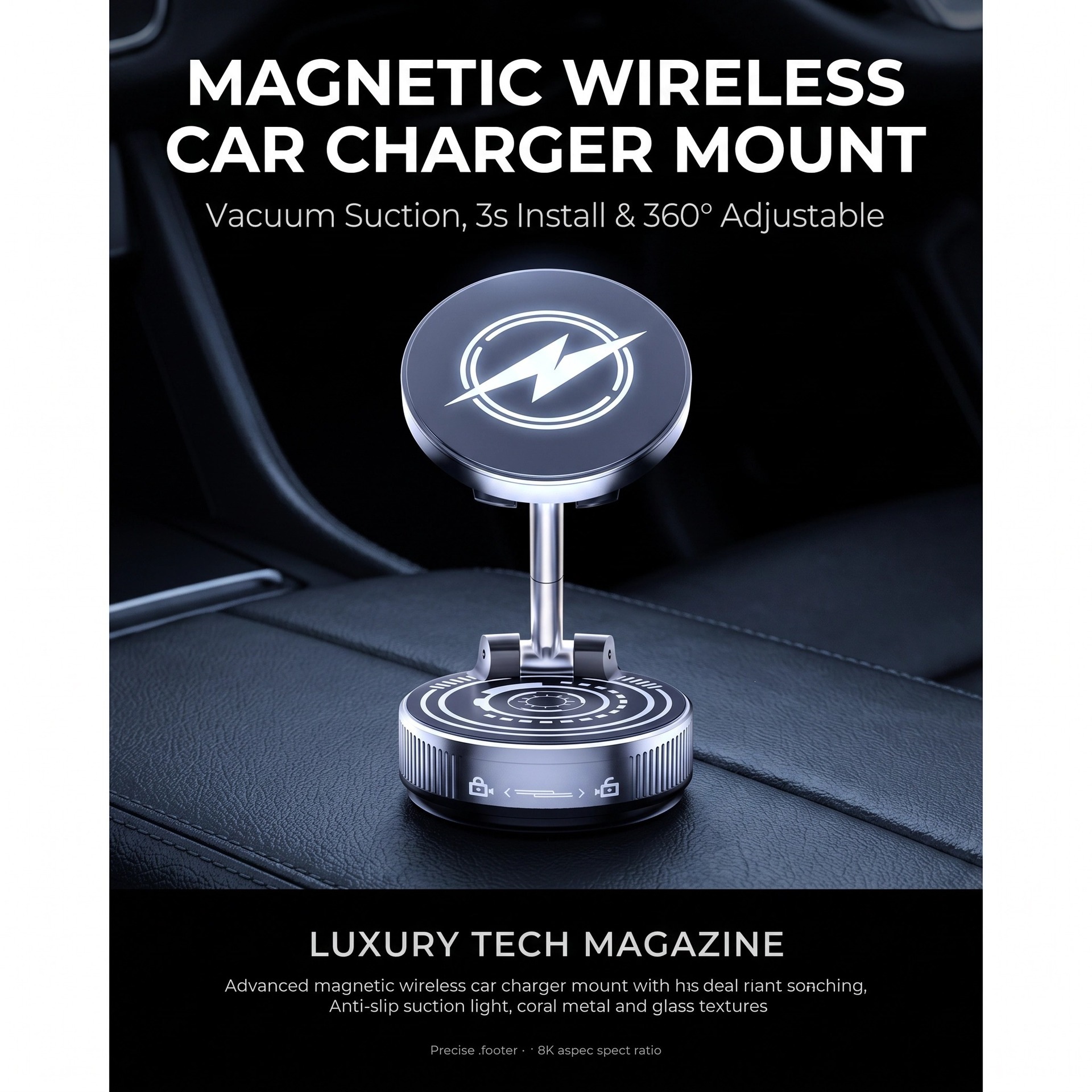 New cross-border magnetic phone holder for car navigation, suction cup mount, car-mounted rotating and foldable convenient holder