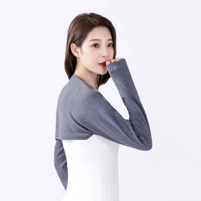 Summer Pure Cotton Shoulder Pads for Women, Long-Sleeved Arm Sleeves, Shoulder Pads, Thin Waistcoat, Warm Shawl, Air-Conditioned Sleeping Protection Against Cold (Seat belt shoulder pad) - grey-standard