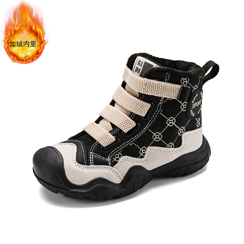 Zapatos calientes para niños zapatos para niños de alto impacto y zapatos al aire libre gruesos de lana zapatos antideslizantes de moda para estudiantes de primaria zapatos deportivos para niñas