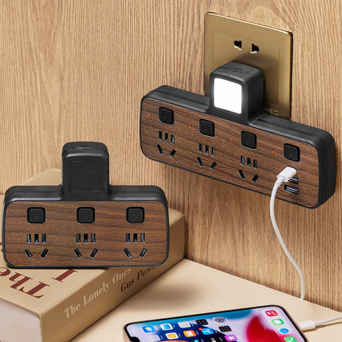 One-turn multi-plug multi-function USB night light conversion socket row plug split hole multi-switch wireless plug-in wiring board