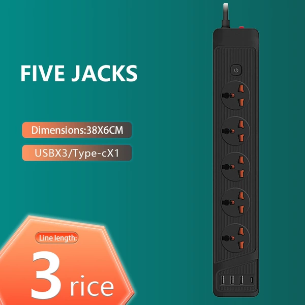 Plug to select 215 black/6 -bit |+3USB+1PD3 meters