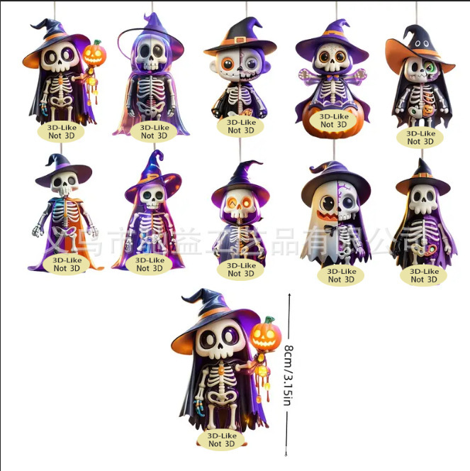 10 個ハロウィンテーマ 2D グラフィックデザイン木製吊り下げ装飾品 - ハロウィンパーティーパーティーハロウィン装飾|undefined