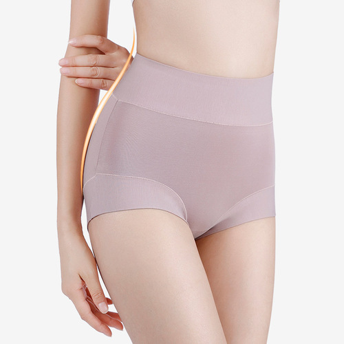 60 count combed cotton high-end women's underwear wholesale solid color high waist antibacterial crotch tummy control butt lift plus size briefs
