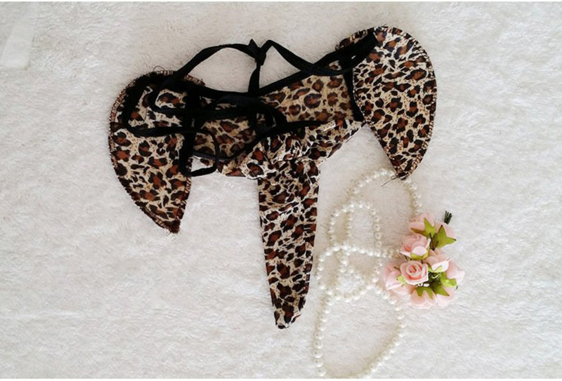 Xiuaisha Men’s Mesh Perspective Elephant Nose Thong, Leopard Print One Size — detail image 18