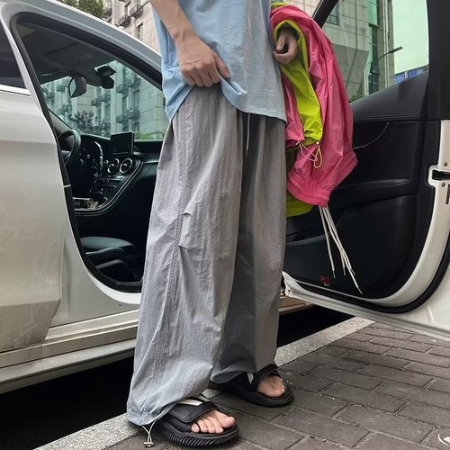 Colorful thin-fitting casual straight-leg long pants for men, trendy hip-hop street style couple wide-leg pants for youth, spring and autumn wear