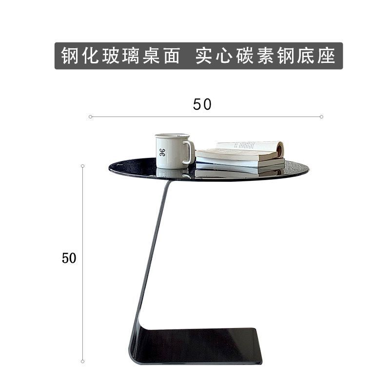 Mesa de té de acero inoxidable de lujo ligero italiano, sofá, esquina de vidrio de la sala de estar, mesa redonda minimalista moderna, simple y de alta calidad